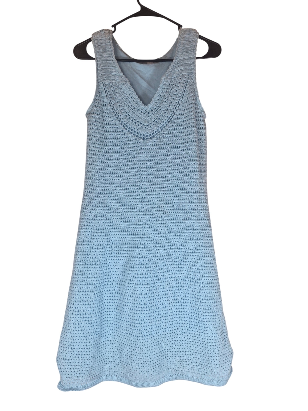 Athleta Light Blue Sleeveless Crochet V-Neck Dress